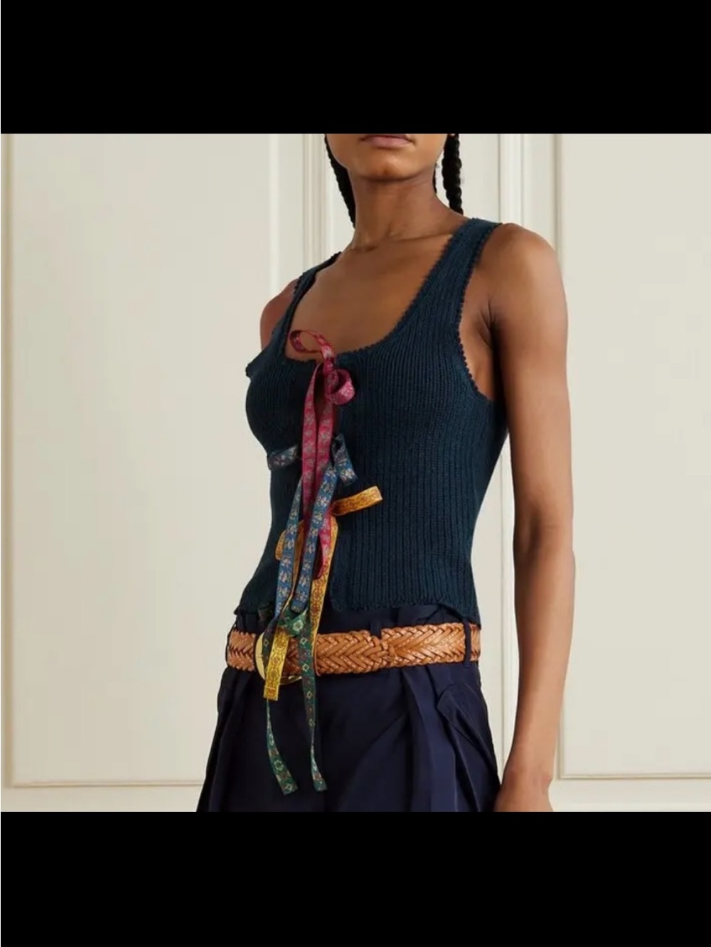 Polo by Ralph Lauren Navy Ribbed Tank with Multicolor Ribbon Bows - Picture 2 of 5